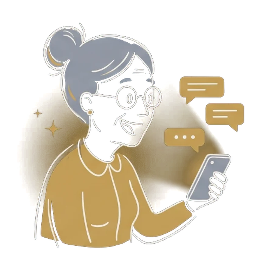 Una señora conversa con Solito desde su celular