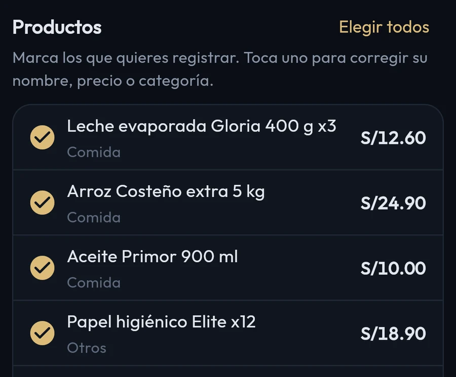 Así se ve en la app: Una foto y queda anotado